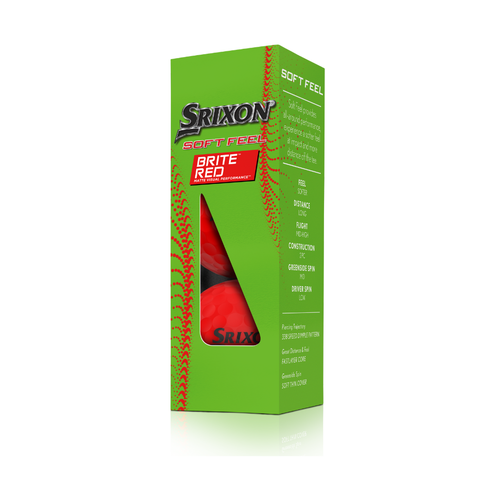 Srixon Soft Feel Brite Golf Balls - Brite Red - Price includes 1 printed full colour logo